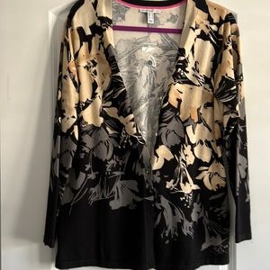 Size small sweater with flowers tan gray and black
